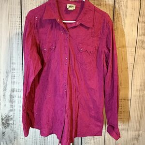 Ariat Women’s XXL Long Sleeve Pearl Snap Pink Embroidered Western Cowgirl